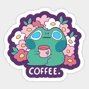 Frog drinks Coffee Sticker